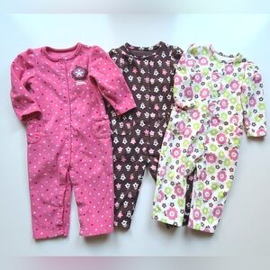 ~Vintage~Carter's Fleece Outfits Bundle Infant Girls Size 18 Months Warm! Winter